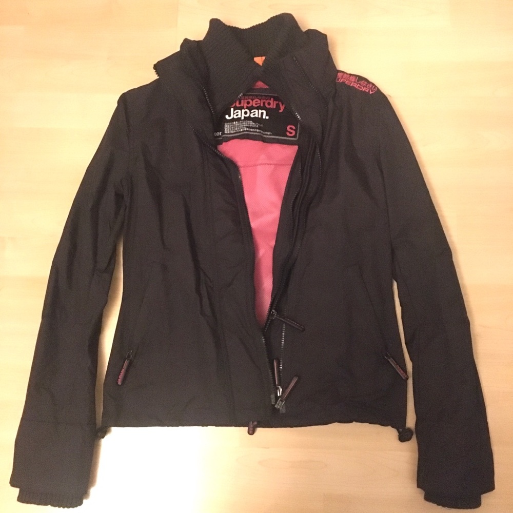 Superdry Windcheater Jacket, Black/Pink